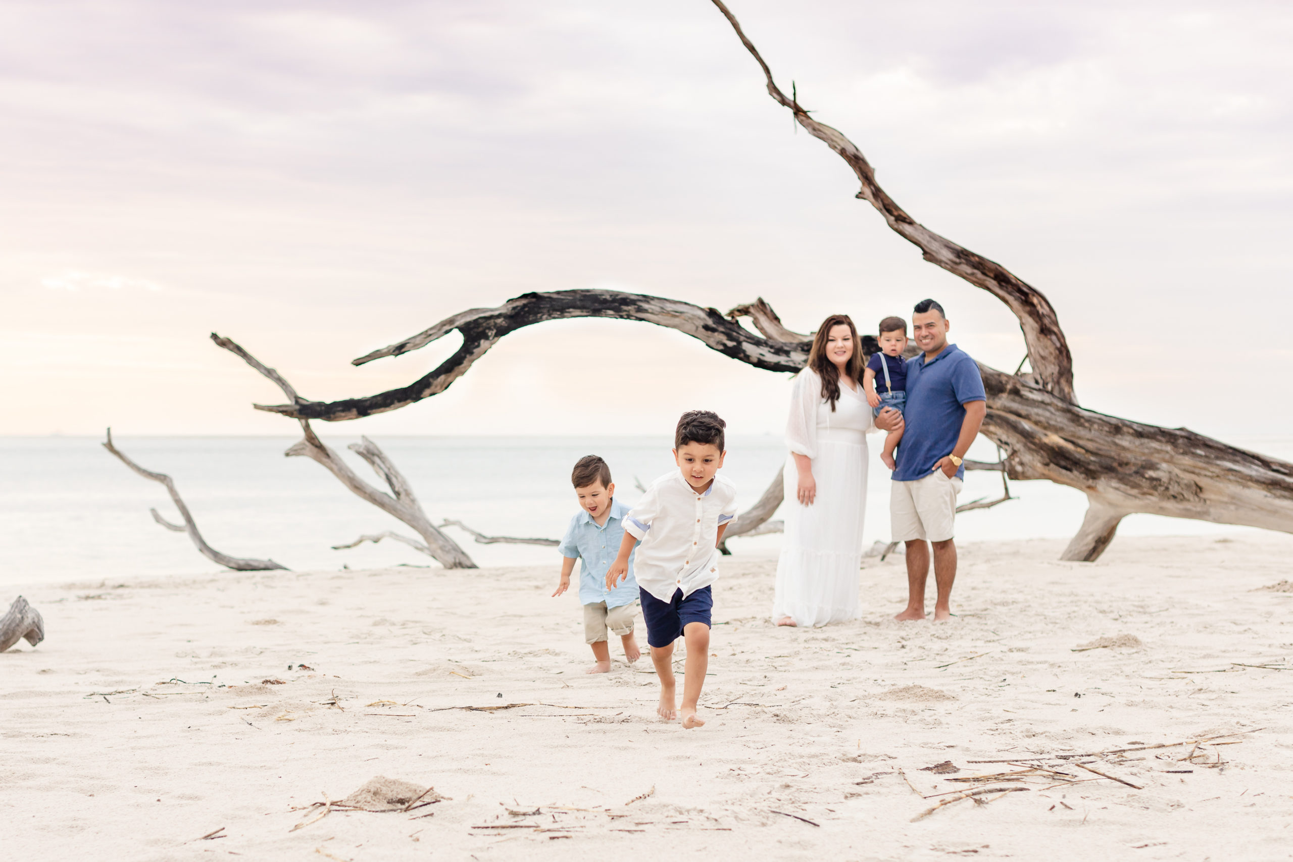 Family Pictures at Driftwood Beach in Florida