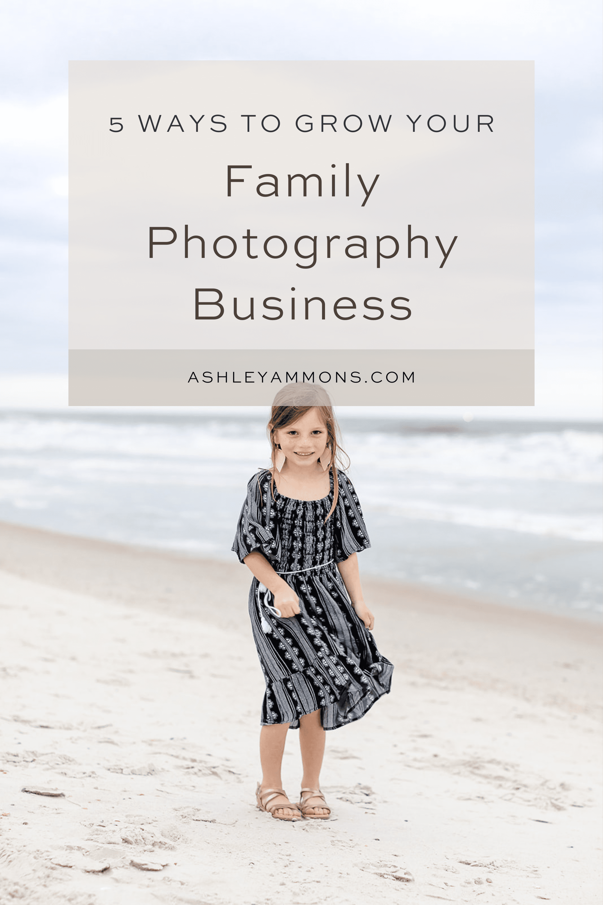 little girl with a box that says 5 ways to grow your family photography business